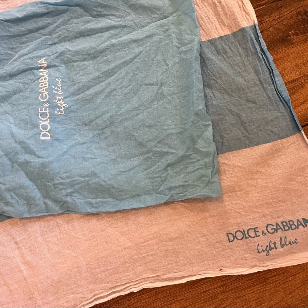 Dolce & Gabbana Light Blue and Blush Logo Scarf